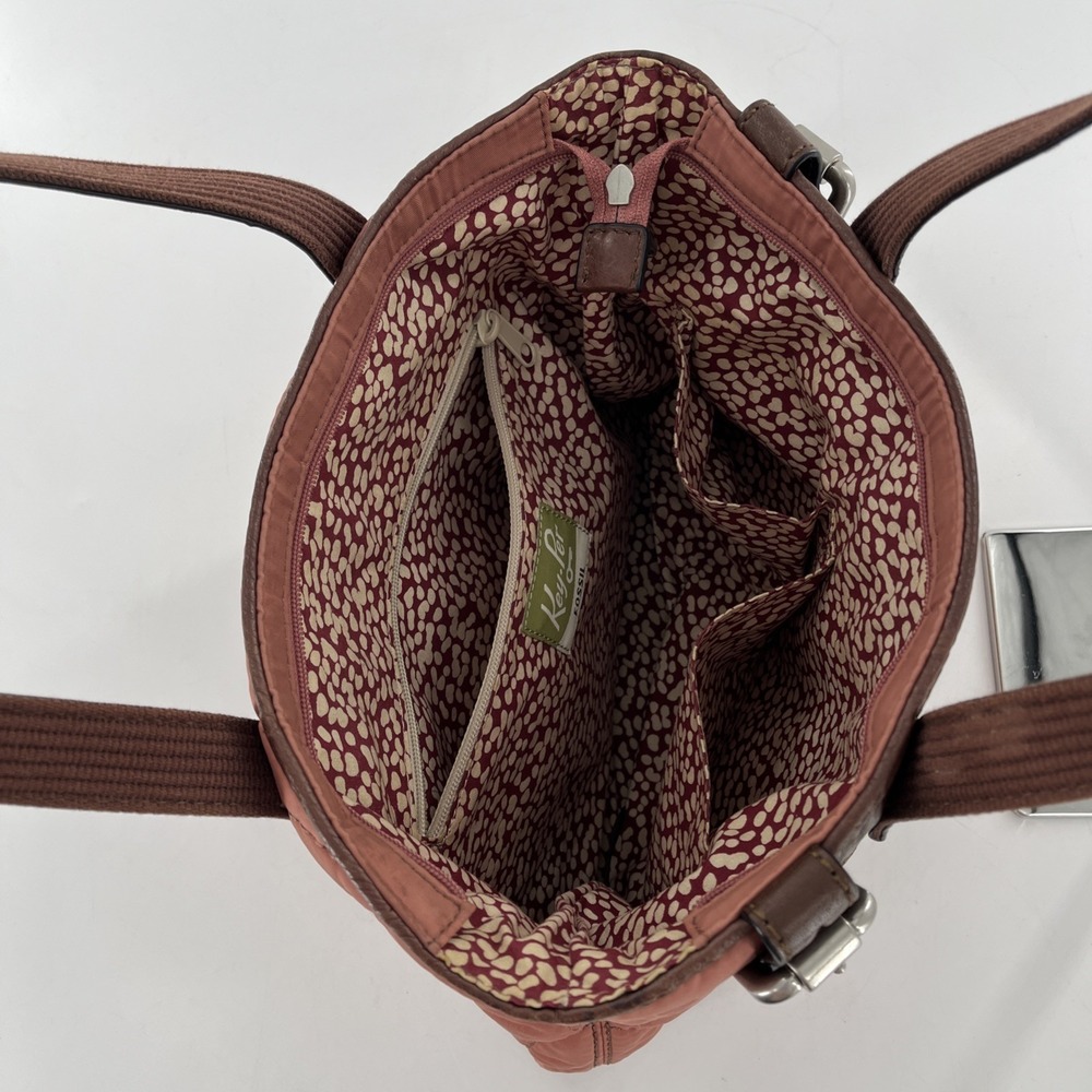 Vintage Fossil Key Per Blush Pink Mauve Shoulder Purse Quilted Leather Buckle - Picture 10 of 16